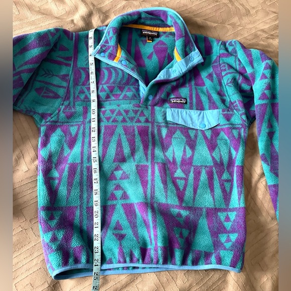 Patagonia Synchilla Snap-T Fleece Pullover Blue Purple Geometric Shapes Abstract - Picture 6 of 6